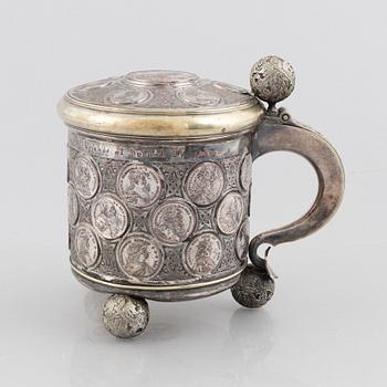 A Swedish late 19th century silver plated tankard, mark of GAB (Guldsmedsaktiebolaget), Stockholm.