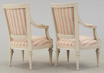 A pair of Gustavian armchairs by M. Lundberg, master 1775.