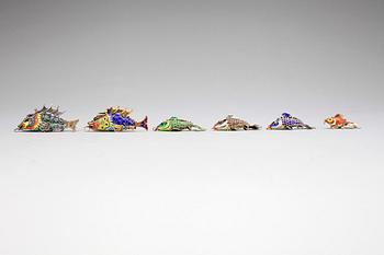 LYCKOFISKAR, 6 st, troligen Kina 1900-tal.