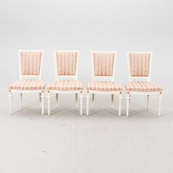 A set of four paitend Gustavian style chairs mid 1900s/second part.