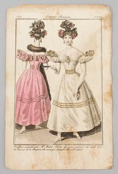 A SET OF 22 HAND COLOURED FASHION ILLUSTRATIONS, early 19th century.
