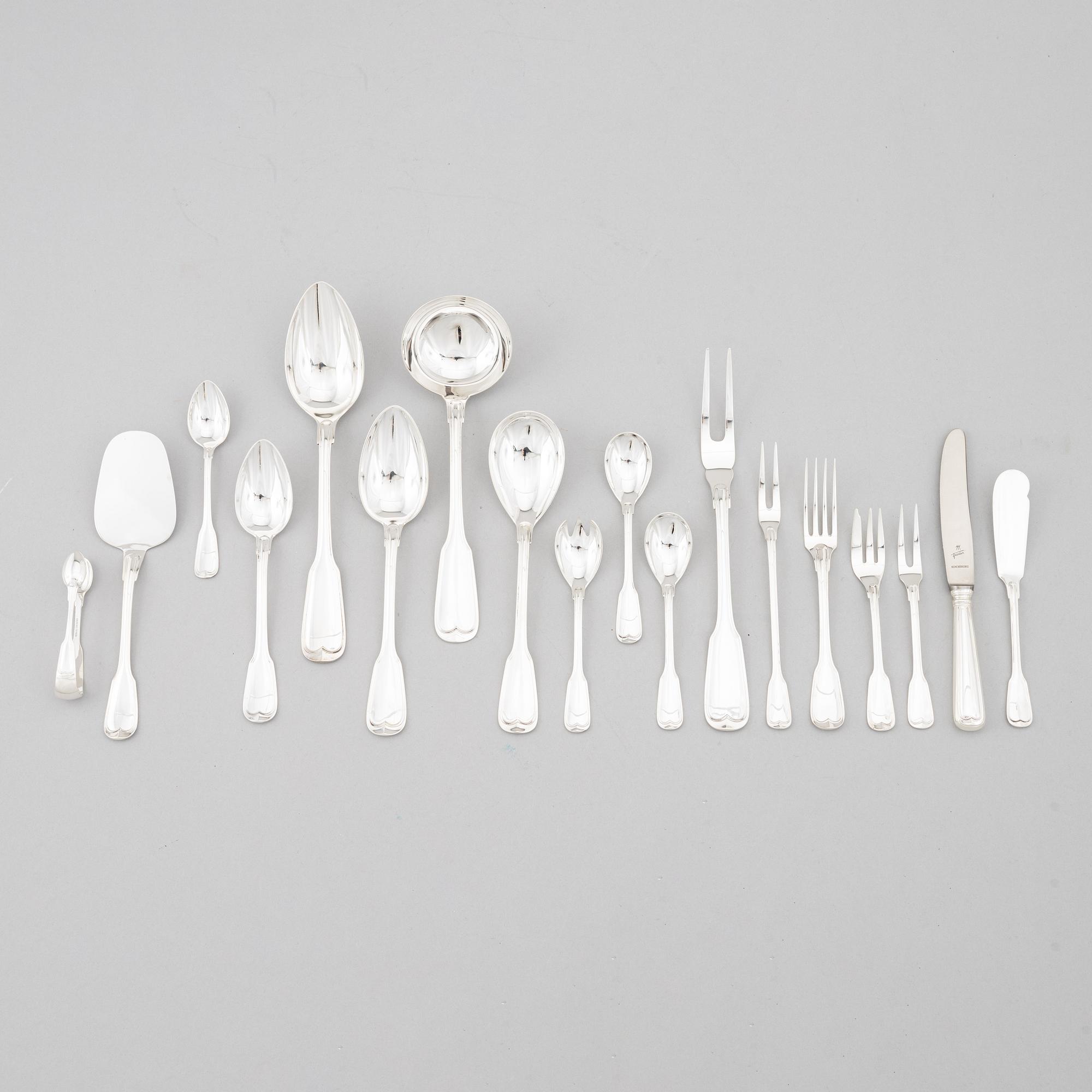 Koch & Bergfeld, a sterling silver cutlery set, model Altfaden, Germany, second half of the 20th Century (85 pieces).