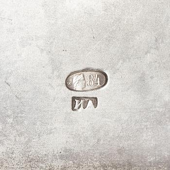 A Russian silver cigarette case, silver, St Petersburg, 1908-1926.