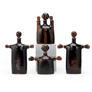 Stig Lindberg, a set of four stoneware bottles, Gustavsberg studio 1972-76.