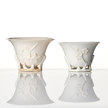A set of three blanc de chine cups, Qing dynasty, Kangxi (1662-1722).
