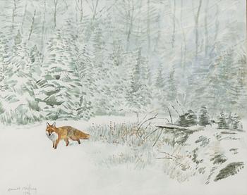Harald Wiberg, Fox in a Winter Landscape.
