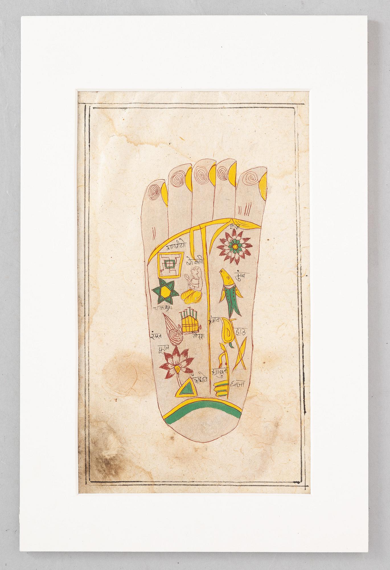 Unidentified artist, Foot with symbols and figures, India, 19th/20th century.