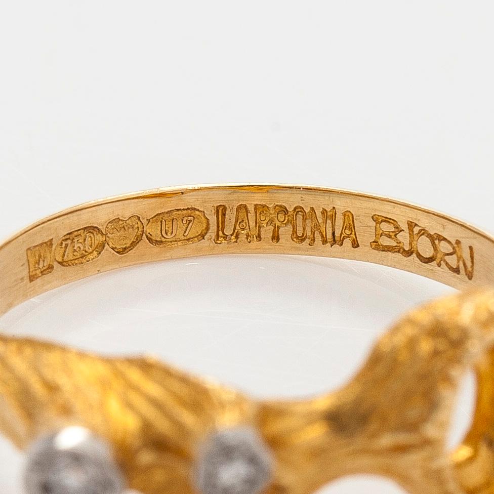 Björn Weckström, ring, "Diamant toppar", åttkantslipade diamanter, 18K guld, Lapponia 1973.