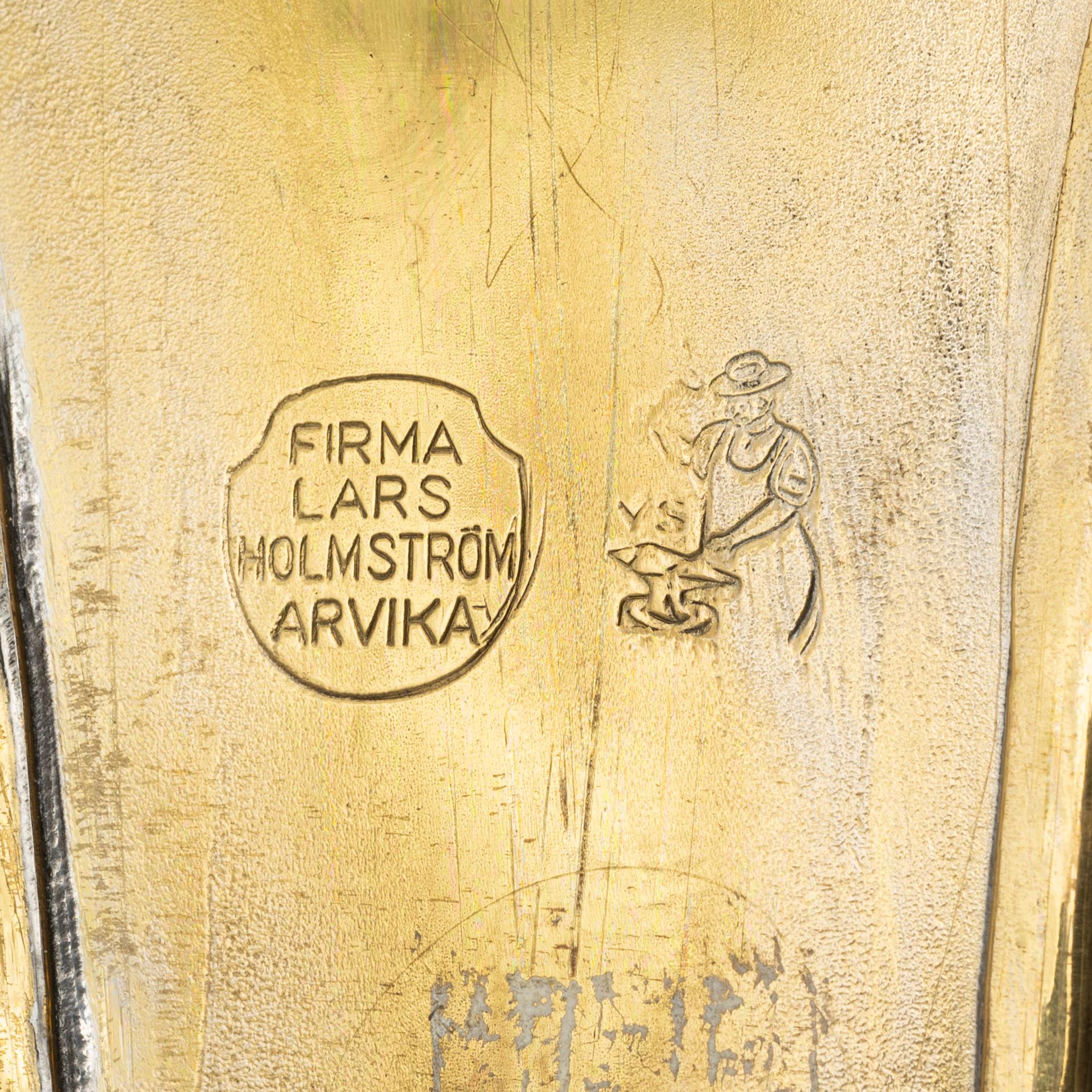 Lars Holmström, a pair of brass wall sconces, Firma Lars Holmström, Arvika.