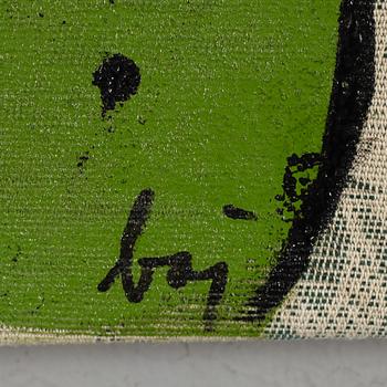 ENRICO BAJ, blandteknik samt collage på tyg, signerad och numrerad 1/50.