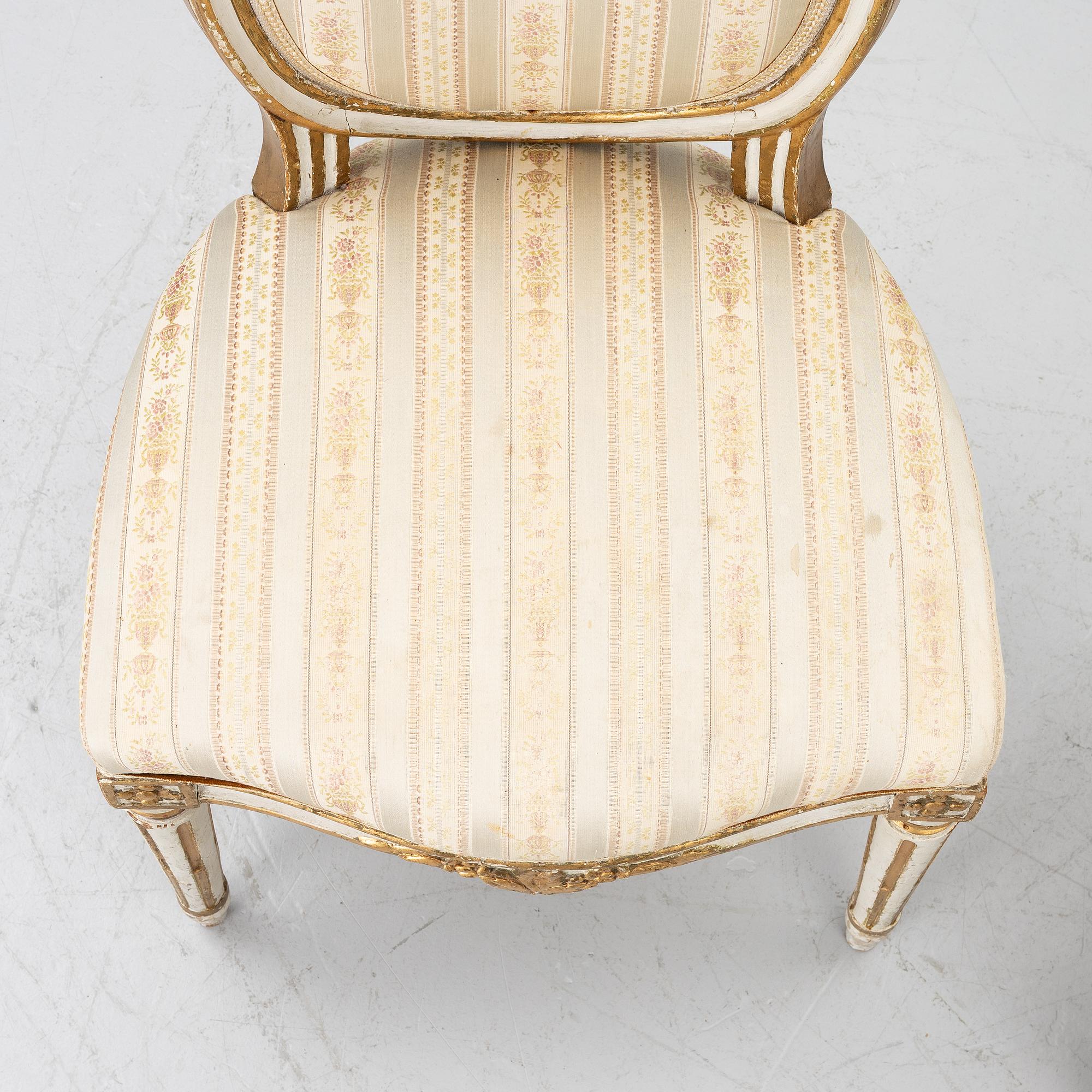 Chairs, a pair, Stockholm work, late 18th century, Gustavian, and a later copy respectively, from 1891.