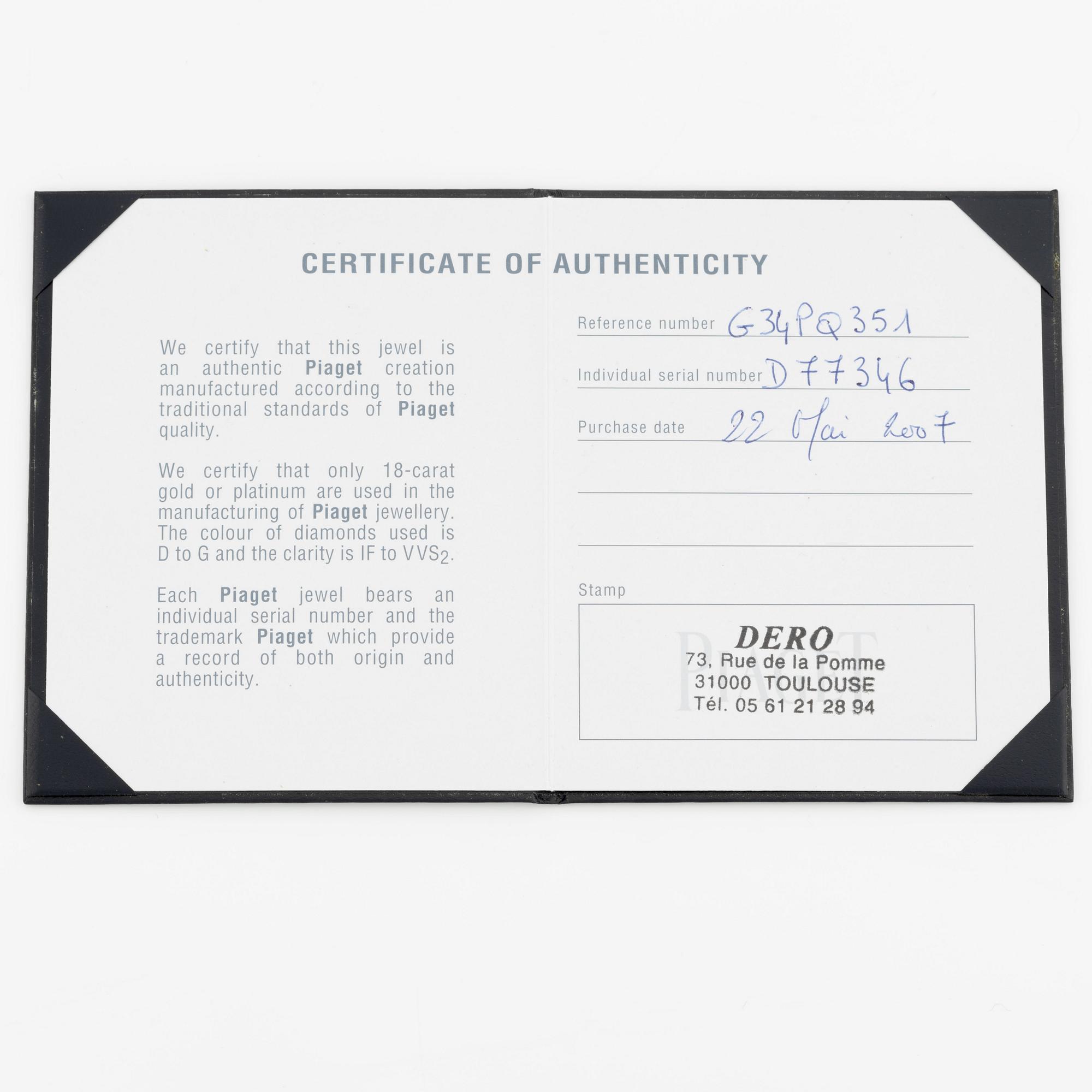 Piaget, ring, 18K vitguld med små briljantslipade diamanter.