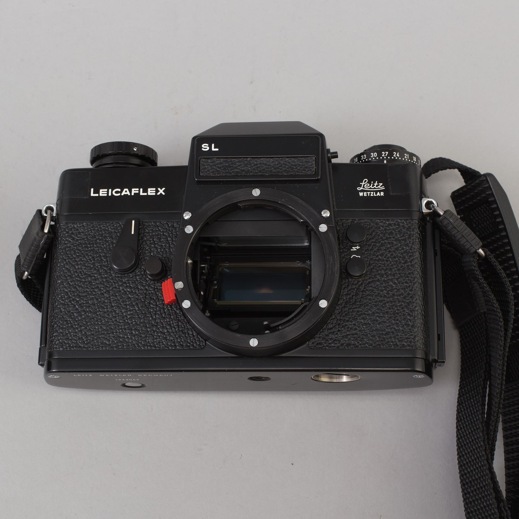 A black body LeicaFlex SL with a 60 mm F/2.8 Macro-Elmarit-R lens 