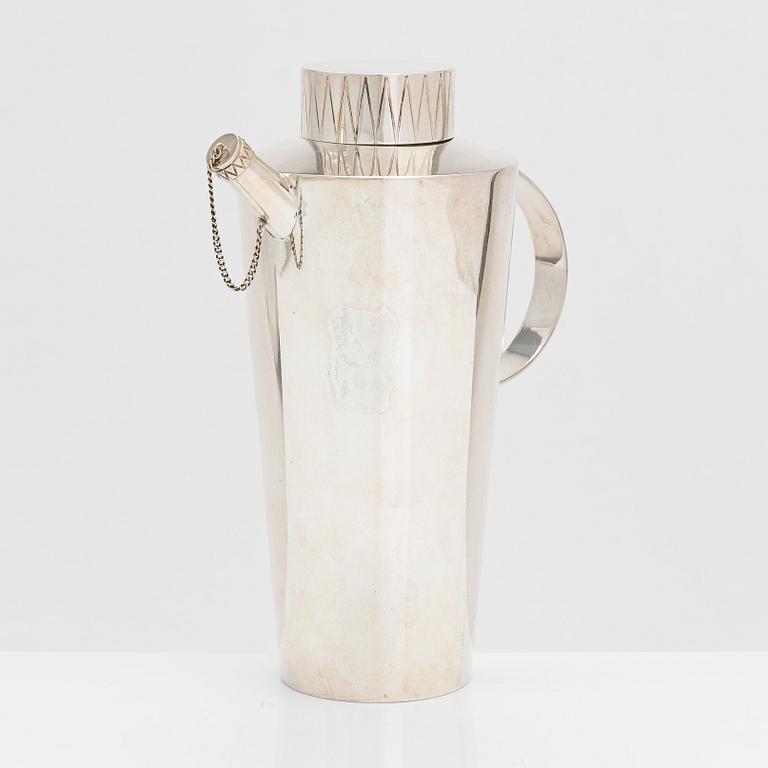 A silver cocktail shaker, Hopeatehdas,, Helsinki 1950.