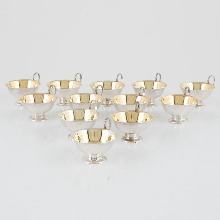 A Set of Swedish Silver Cups, CG Hallberg, Stockholm 1950 (12 pieces).