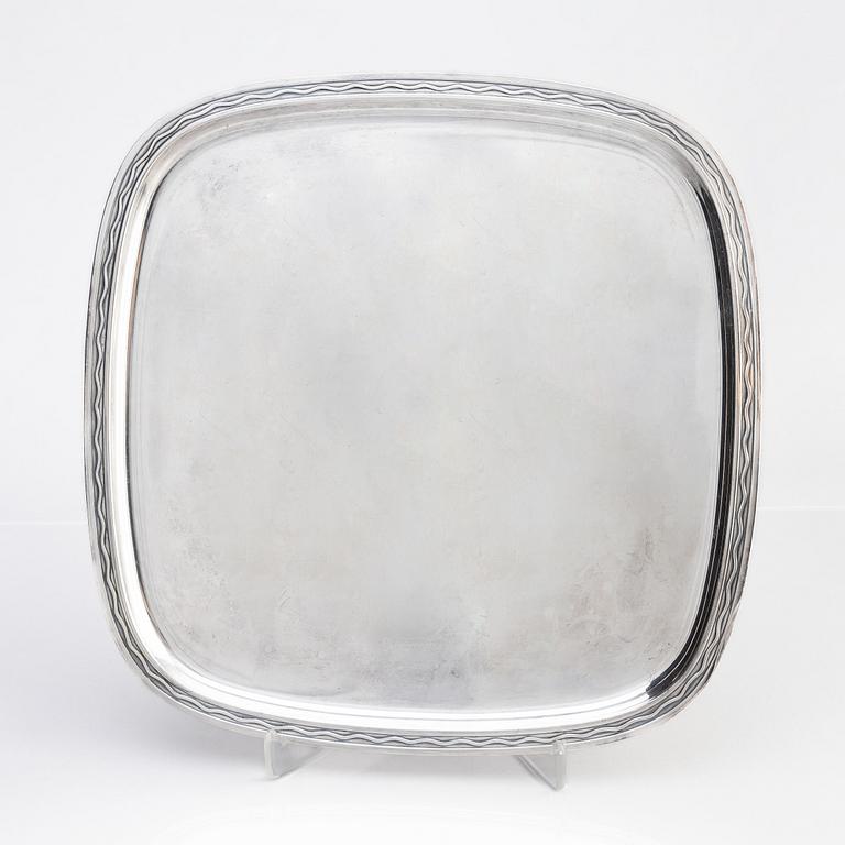 Gustaf Janson, bricka, silver, CG Hallberg, Stockholm 1958.