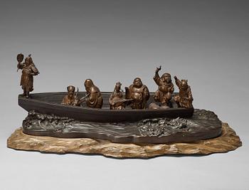 755. A large Japanese bronze sculpture group, signed Seiya Genryusai, Meiji (1868-1912).