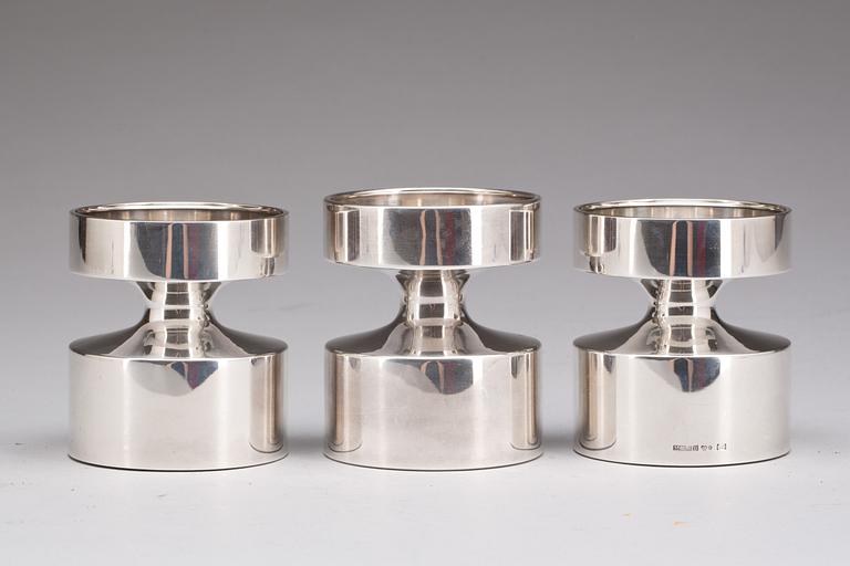 LJUSSTAKAR, 3 st, snarlika, silver, Eric Löfman, MGAB, Uppsala, 1972 samt 1964.