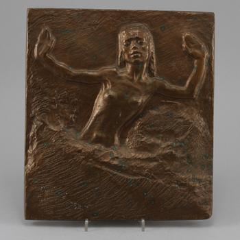 GUSTAF SANDBERG, relief, brons, signerad.