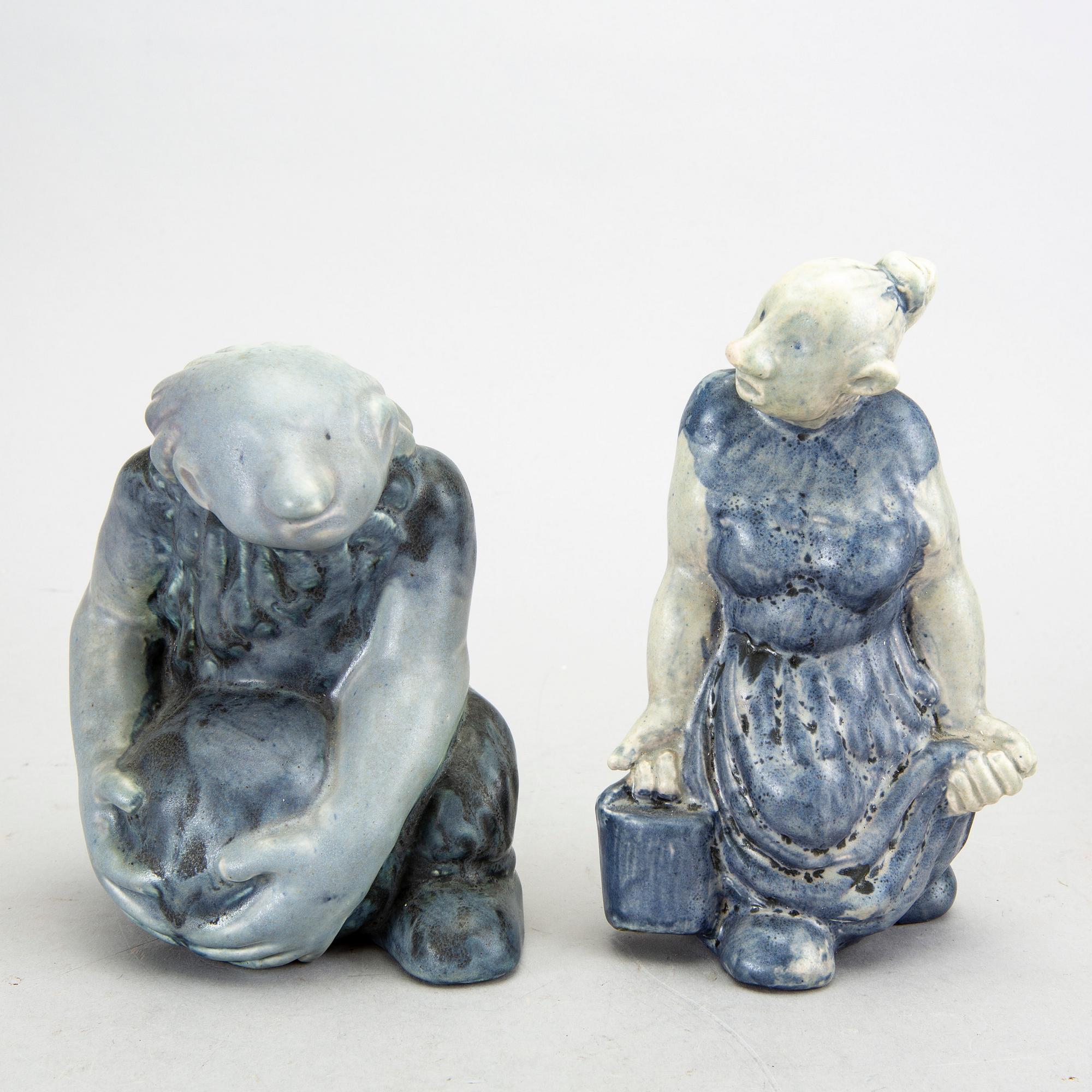Åke Holm, 4 ceramic figurines, Höganäs, Sweden.