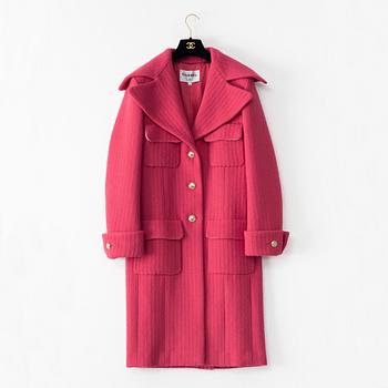 Chanel, a red wool coat, french size 34.