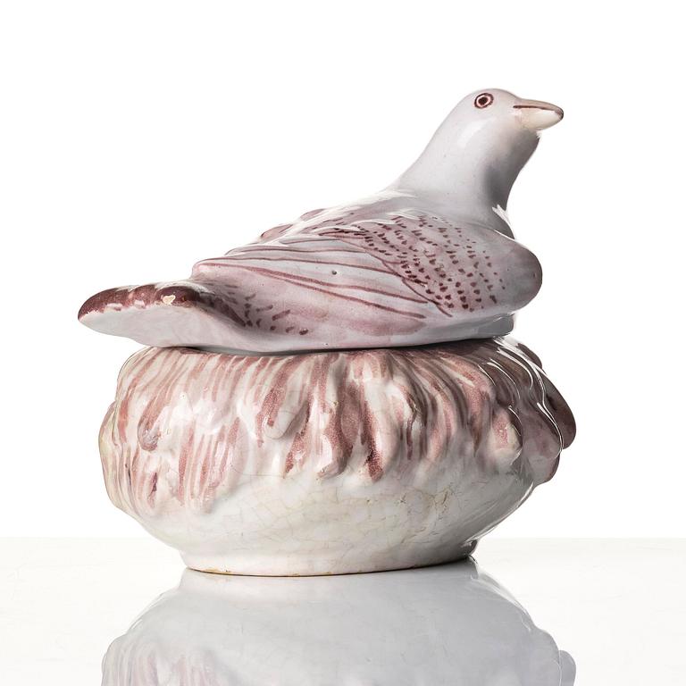A Swedish Marieberg faience butter tureen, 18th century.
