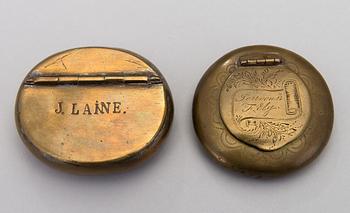 Ten 19th century snuff boxes, one from the 18th century. Sweden, Finland, Holland.