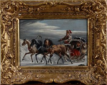 OKÄND KONSTNÄR, olja på plåt, 1800/1900-tal.