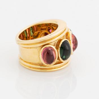 Temple St Clair ring 18K guld med cabochonslipade  turmaliner.