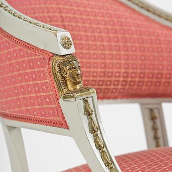 A late Gustavian open armchair attributed to E. Ståhl (master in Stockholm 1794-1820).