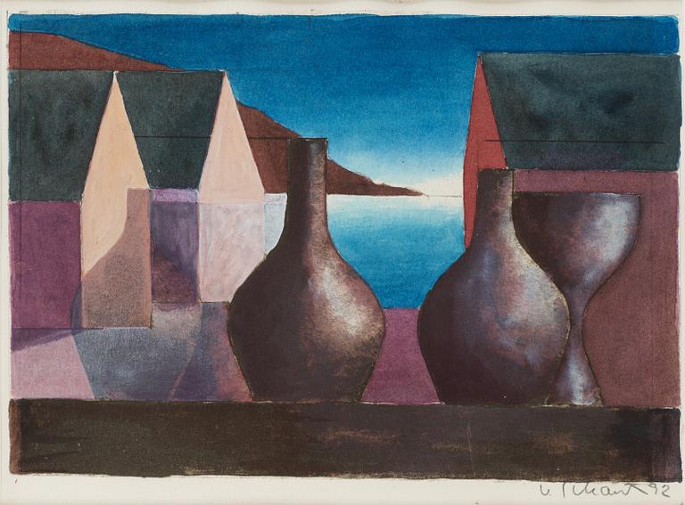 Philip von Schantz, Motif with vases and houses.