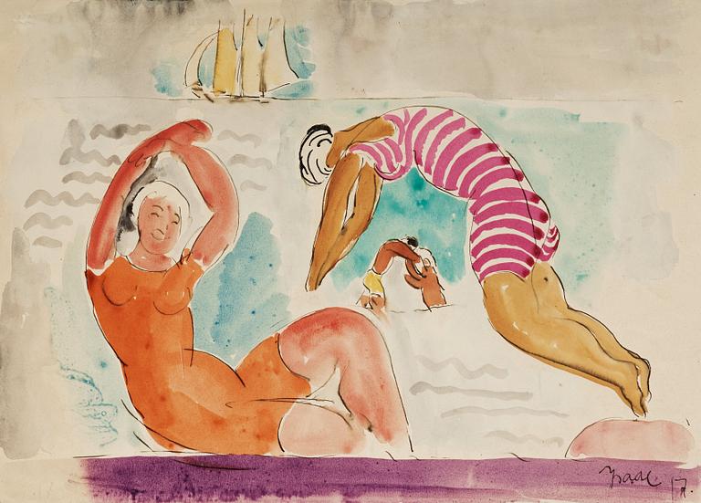 Isaac Grünewald, Beach scene.