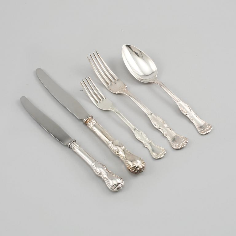 BESTICKSERVIS, 59 delar, silver, "Prins Albert", 1900-talets andra hälft. Vikt 2757 g.