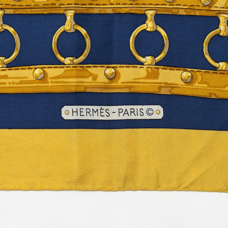 Hermès, three twill silk scarves.