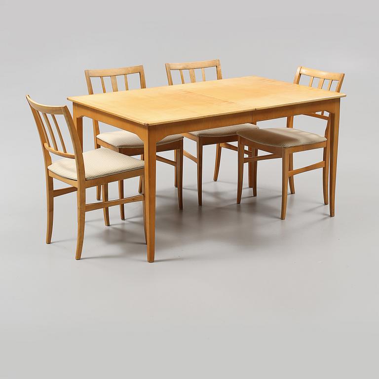 MATSALSMÖBEL, 5 delar, "Talavid", Carl Malmsten, Waggeryds Möbelfabrik, 1900-talets andra hälft.
