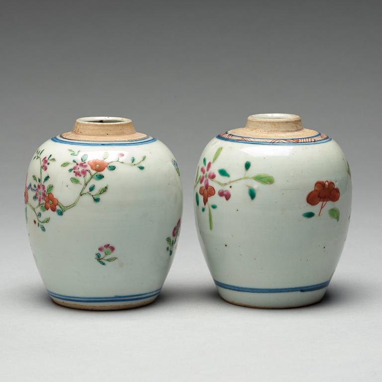 Two famille rose caddies, Qing dynasty, 18th century.