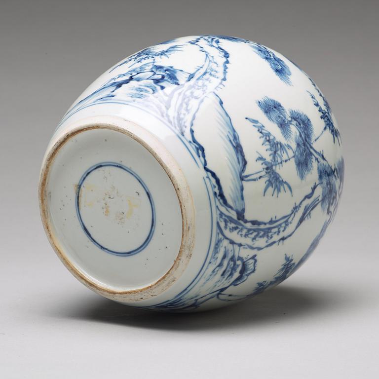 A blue and white jar, Qing dynasty, circa 1700.