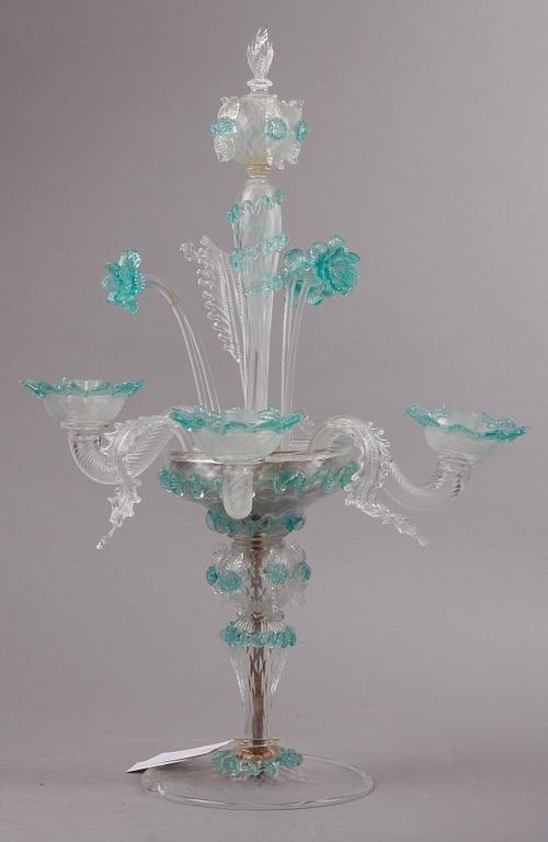 KANDELABER, glas, venitiansk stil, Italien 1900-tal.