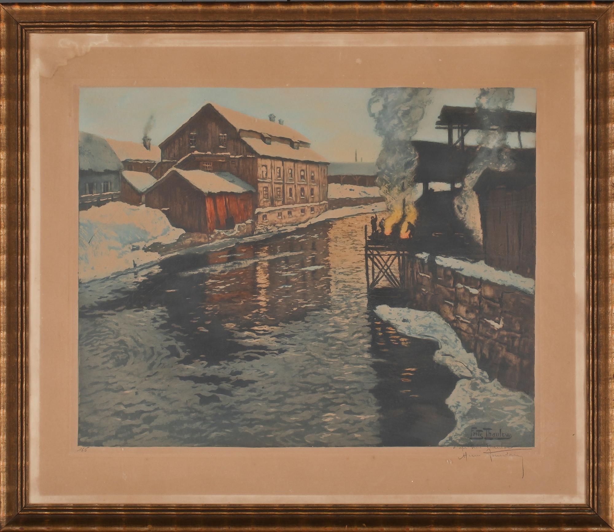 FRITS THAULOW, färgetsning, signerad i plåten, genom H Tourday, numrerad 166.
