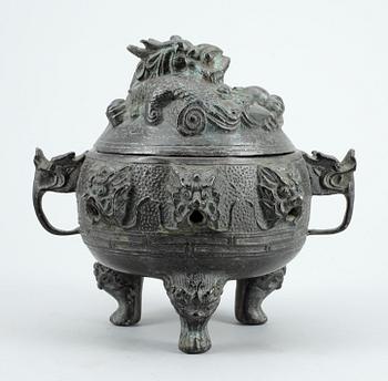 RÖKELSEKAR, brons, sen Qing (1800/1900-tal).