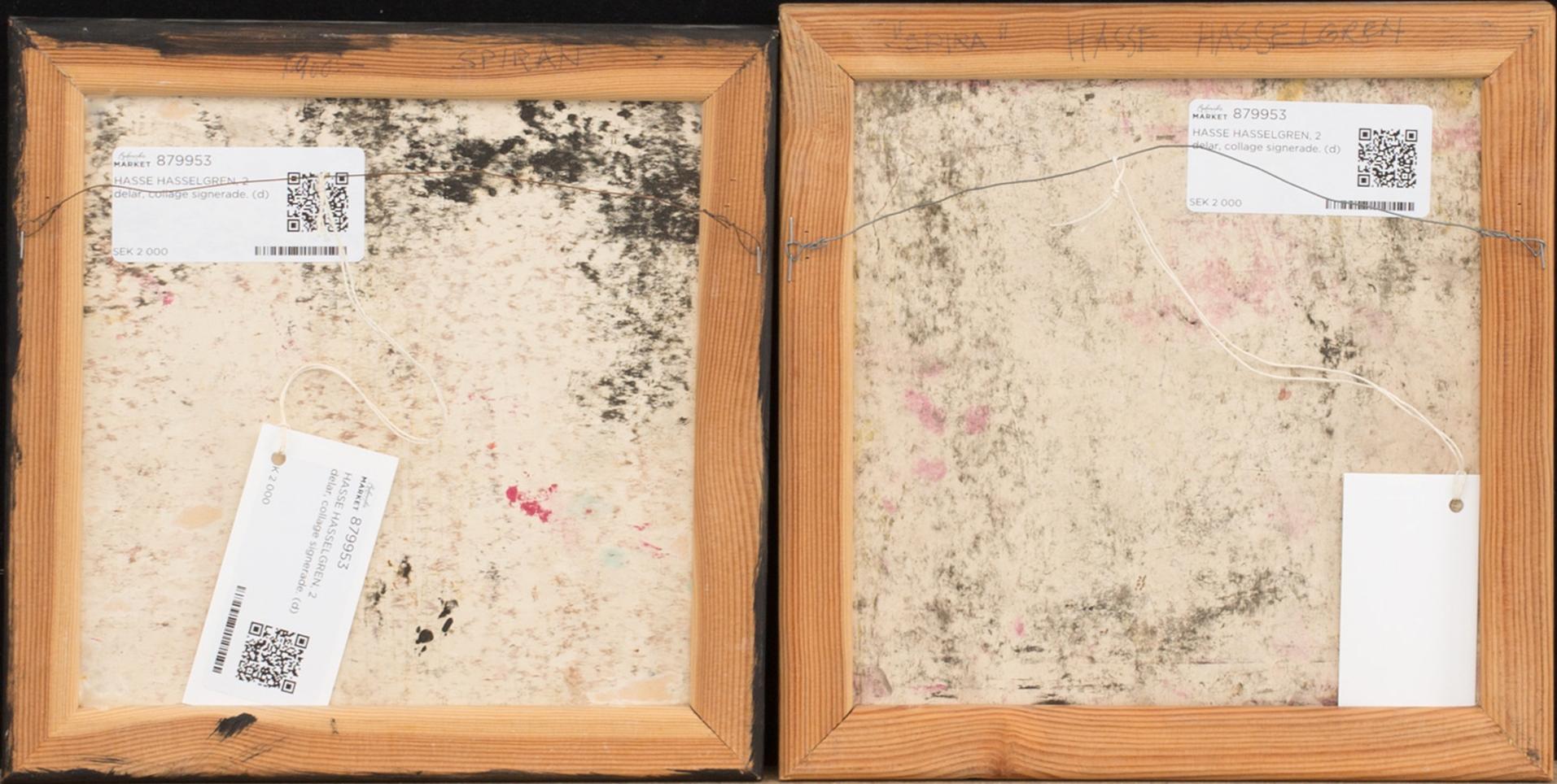 HASSE HASSELGREN, 2 delar, collage signerade.