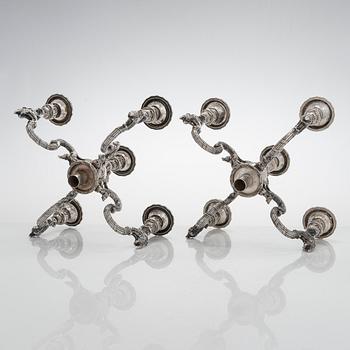 Christian Hammer, kandelabrar, ett par, silver, Stockholm 1854-1863.