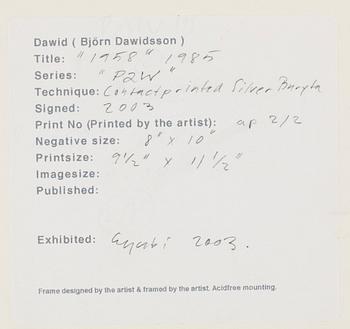 Dawid (Björn Dawidsson), "1958", from the series PW2, 1985.