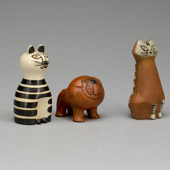 FIGURINER, 3 st, stengods, Lisa Larson, Gustavsberg. 1900-talets andra hälft.