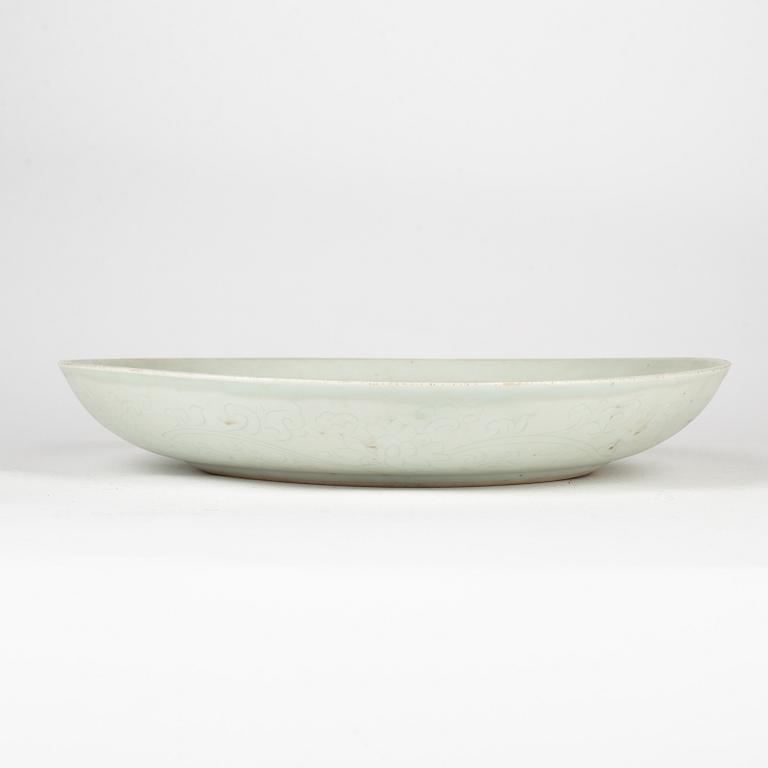 A white glazed dish for the South East Asian market, 18th Century.