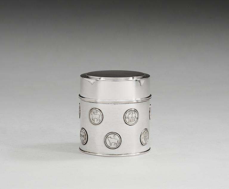 A W.A. Bolin sterling jar with cover, Stockholm 1952.