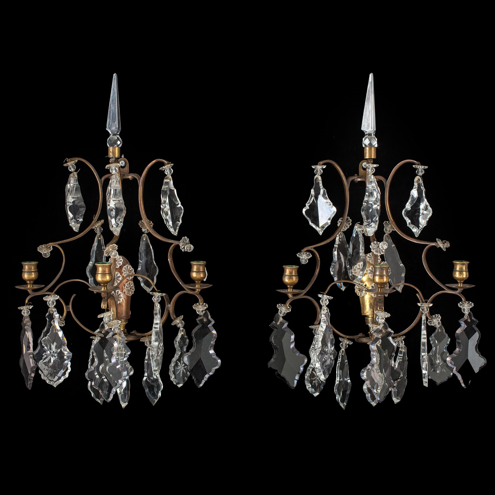 VÄGGLAMPETTER, rokokostil, ett par, 1900-talets första hälft.