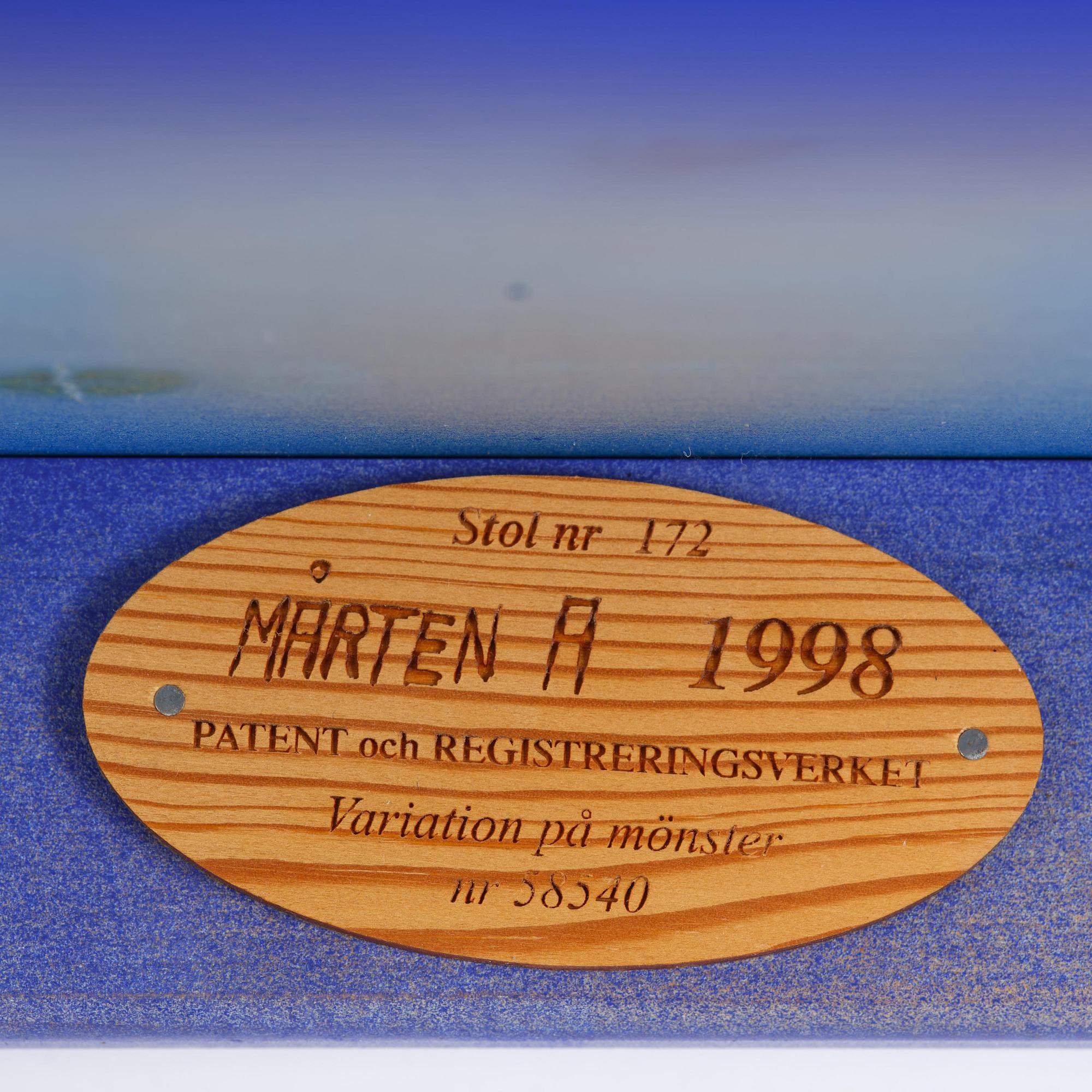 Mårten Andersson, a set of six chairs, "Från gryning till natt" (From Dawn to Night), 1998.