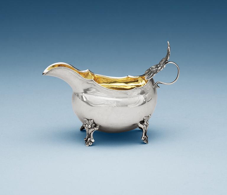 A Swedish 18th century parcel-gilt cream-jug, makers mark of Pehr Zethelius, Stockholm 1779.