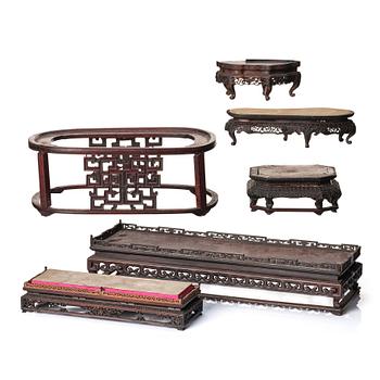 997. Six Chinese hardwood stands, Qing dynasty (1644-1912).